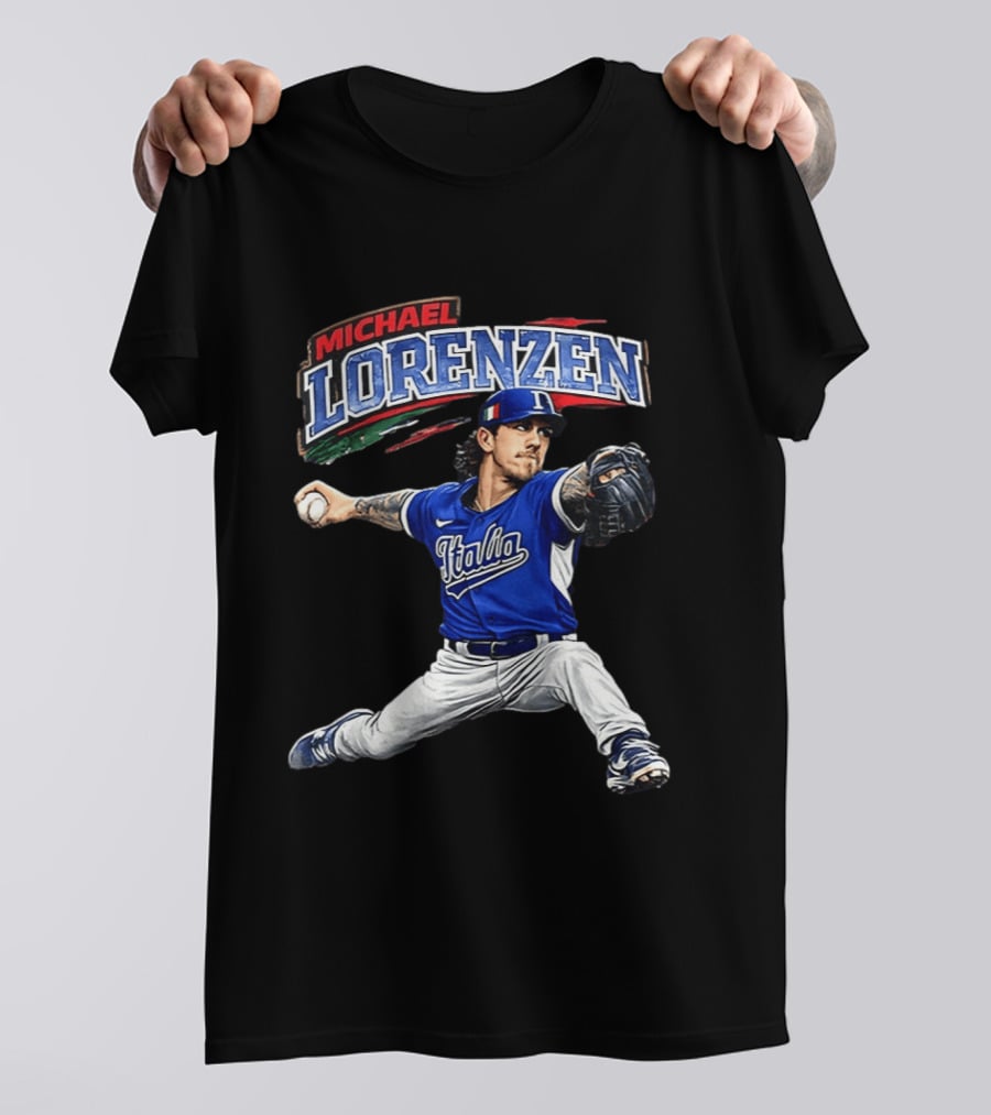 Michael Lorenzen Italy Baseball Classic Pitcher Caricature T-Shirt