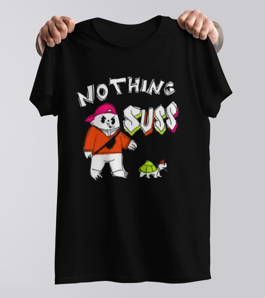 Nothing Suss Cat In Red With Turtle T-Shirt