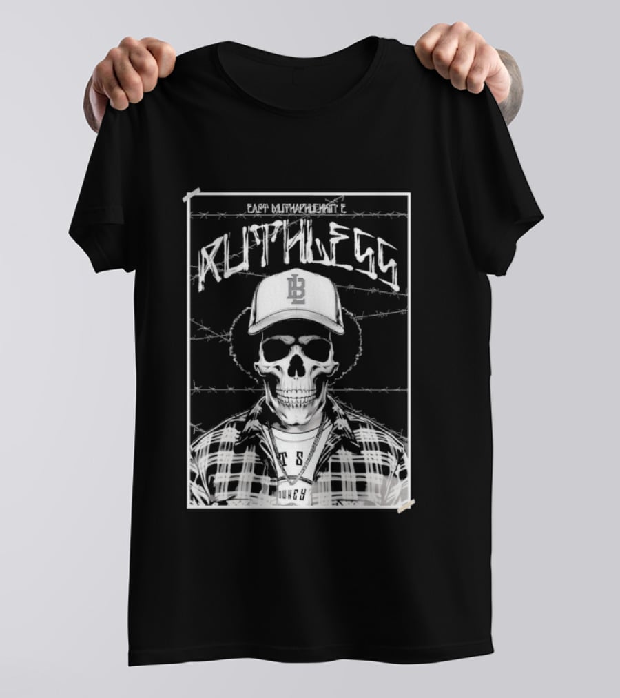 Eazy E Ruthless Skull In Cap And Barbed Wire T-Shirt