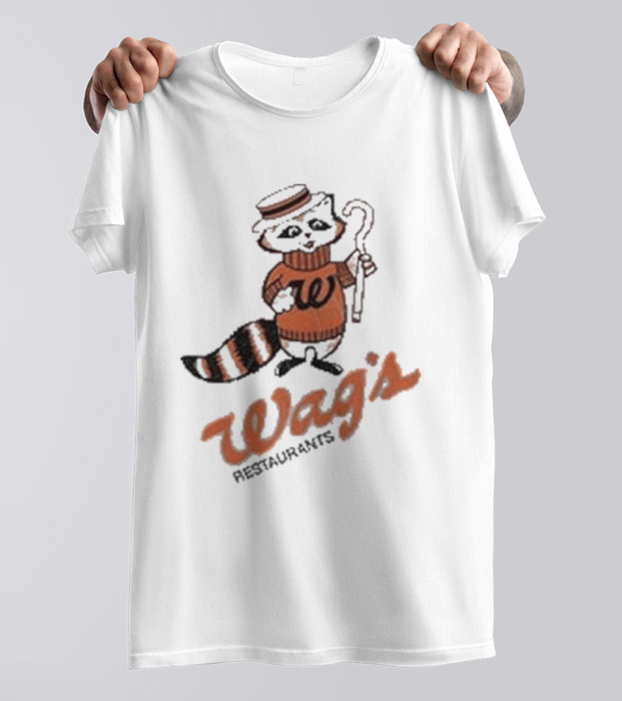Wag's Restaurant Raccoon Character Sweater Cane T-Shirt