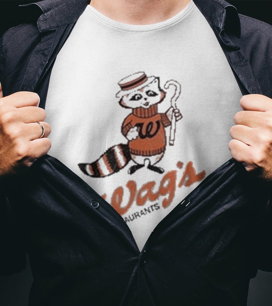 Wag's Restaurant Raccoon Character Sweater Cane T-Shirt