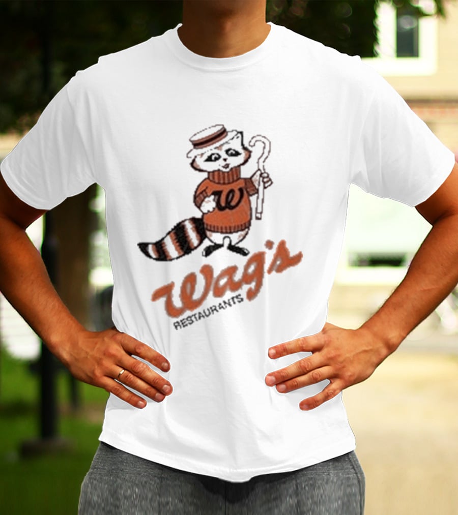 Wag's Restaurant Raccoon Character Sweater Cane T-Shirt