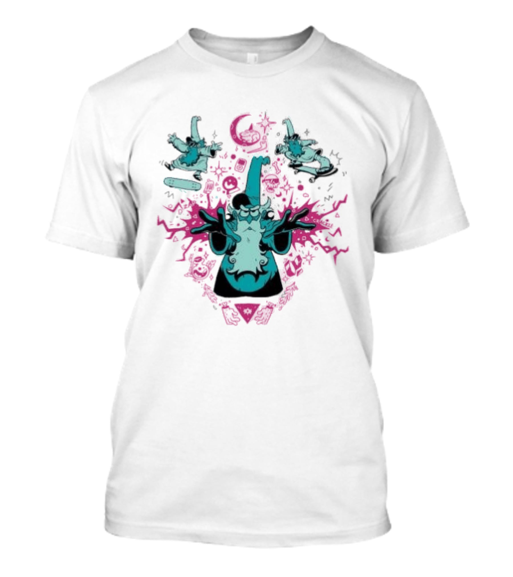Mall Wizard Kickflip Sorcery By AlistairDraws Magic Fantasy Skateboarding T-Shirt