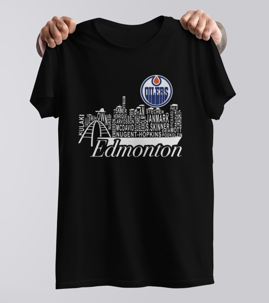 Edmonton Oilers Skyline Names 2025 McDavid Draisaitl Hyman Nugent Hopkins Smith T-Shirt