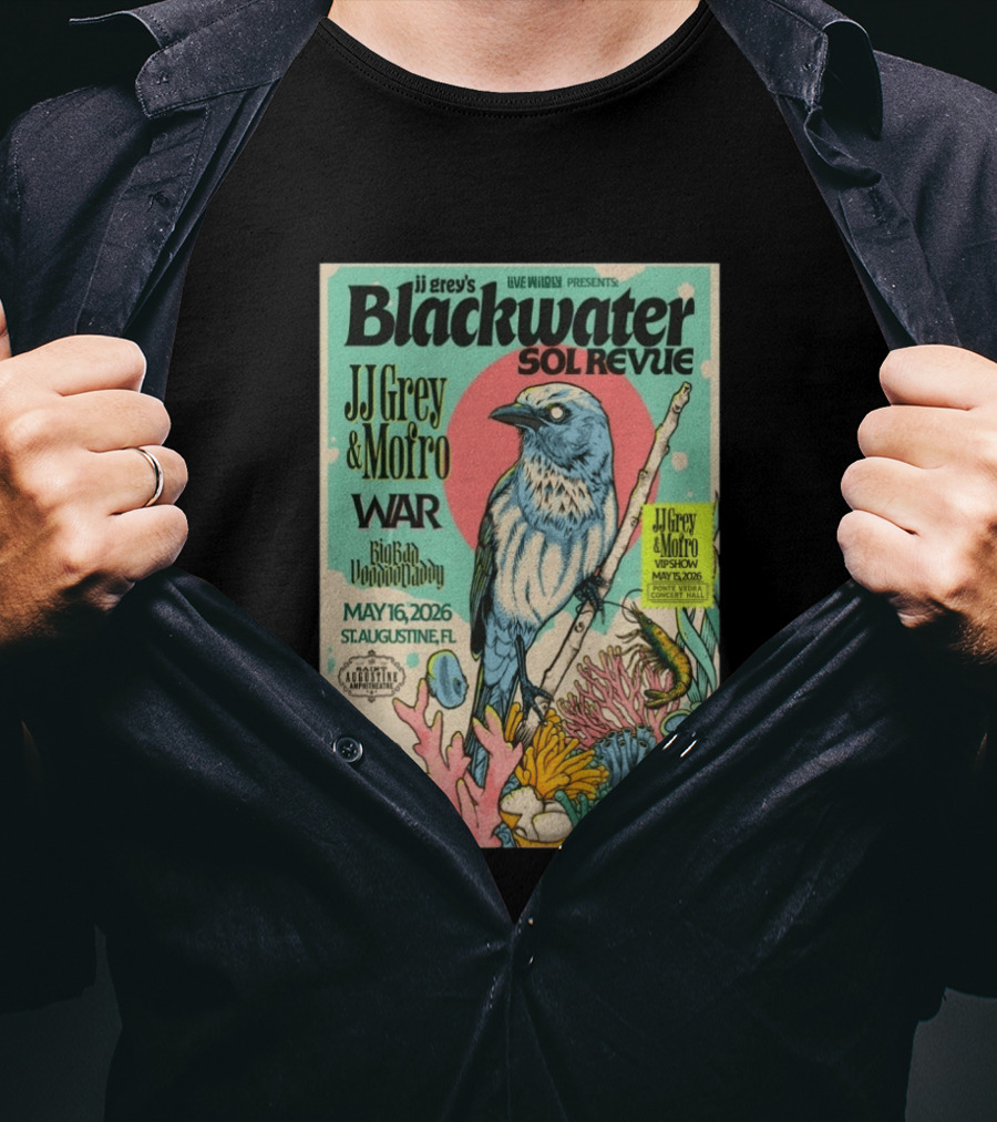 JJ Grey & Mofro Blackwater Sol Revue St. Augustine FL May 16 2026 War Big Bad Voodoo Daddy Live Wildly Presents Concert Event T-Shirt