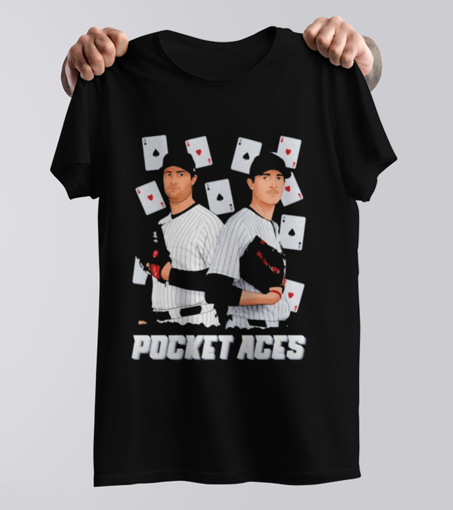 Max Fried Gerrit Cole New York Yankees MLB Pocket Aces Baseball Cards T-Shirt