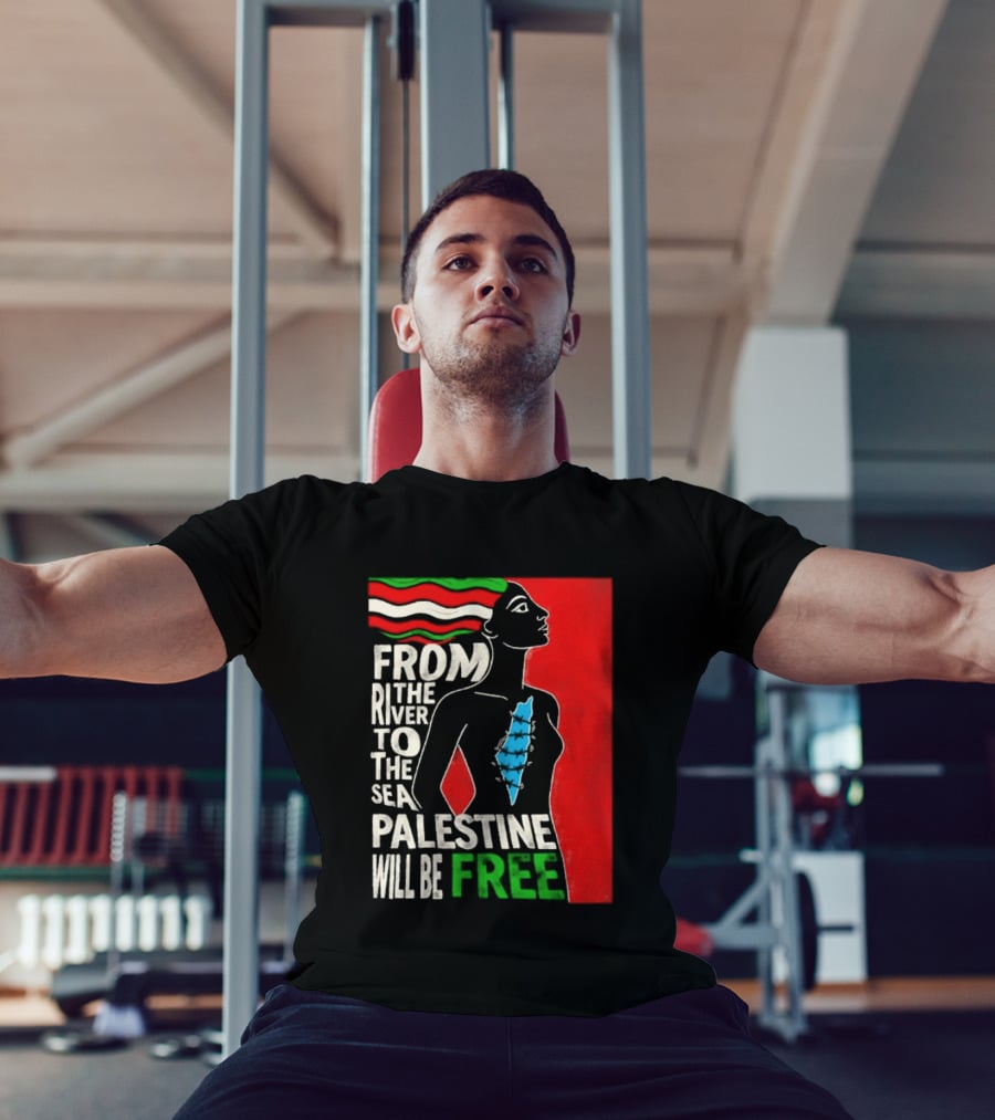 From The River To The Sea Palestine Will Be Free Woman Palestinian Flag Map T-Shirt