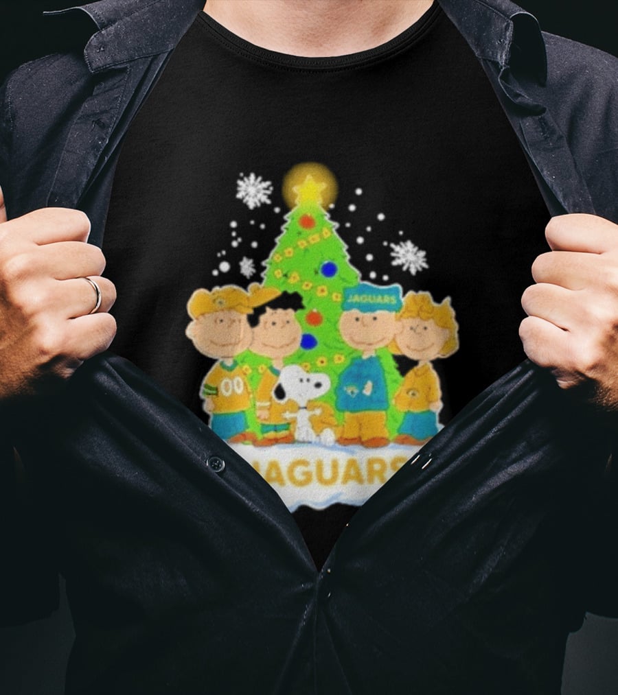 Jacksonville Jaguars Snoopy Peanuts Christmas Tree Celebration T-Shirt