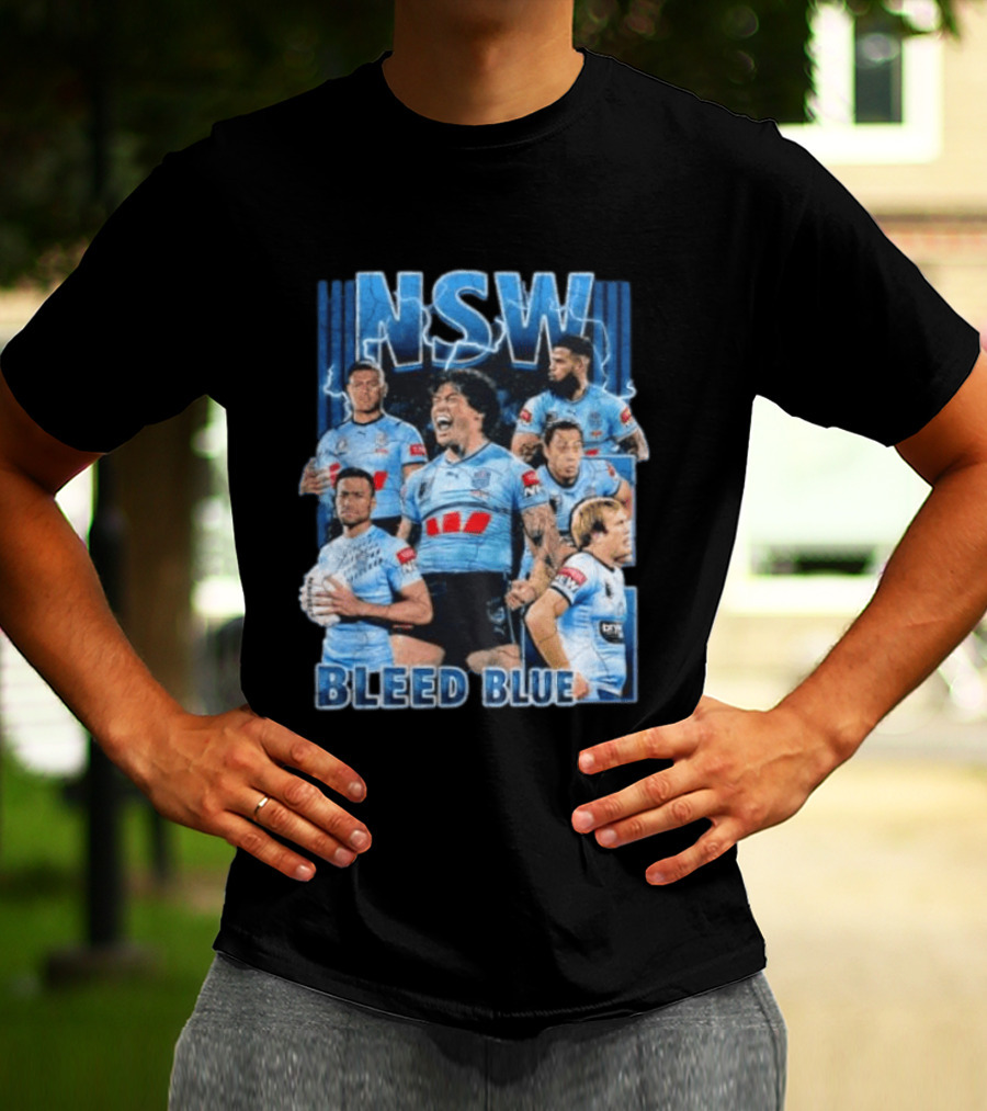 NSW Origin Rugby League Bleed Blue Players Team Sportswear T-Shirt