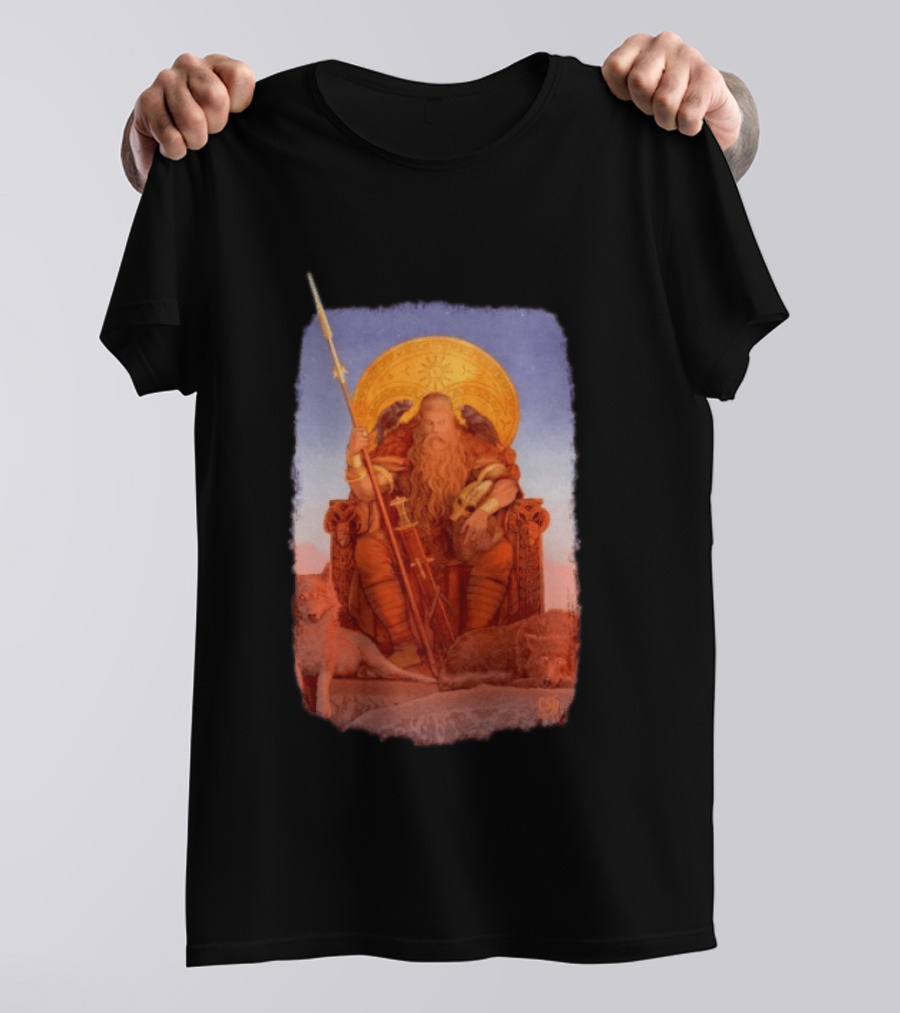 Odin Awakens Norse Mythology Viking God With Wolves And Ravens T-Shirt