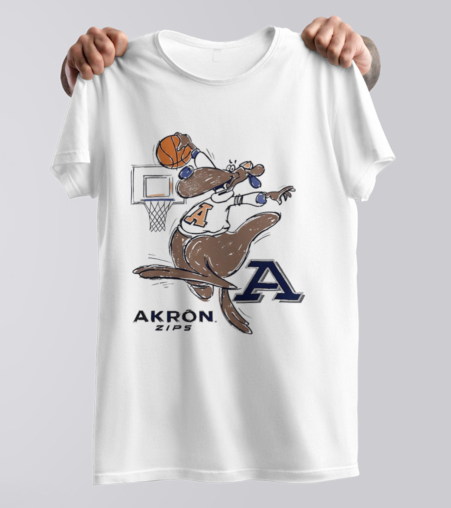 Akron Zips Zippy Basketball Dunking Action T-Shirt