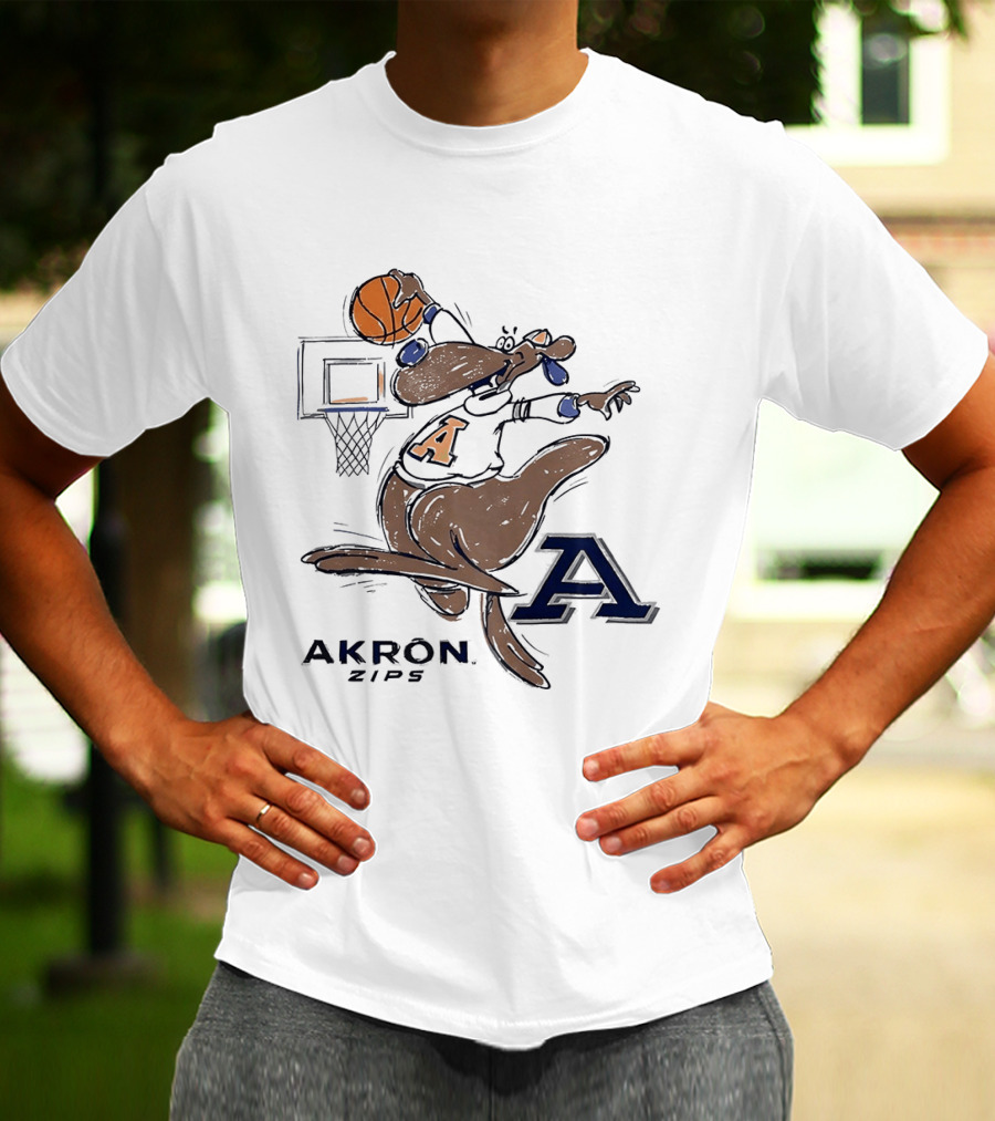 Akron Zips Zippy Basketball Dunking Action T-Shirt