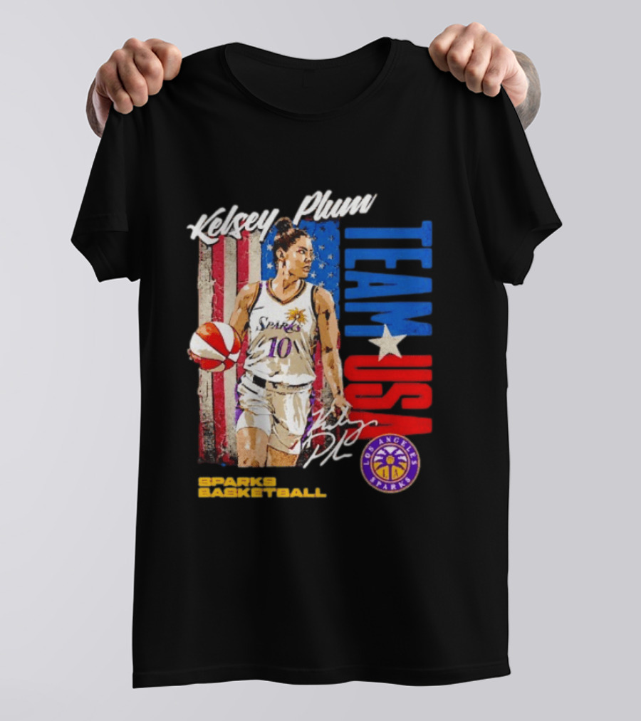 Kelsey Plum Team USA Los Angeles Sparks Basketball Spark T-Shirt