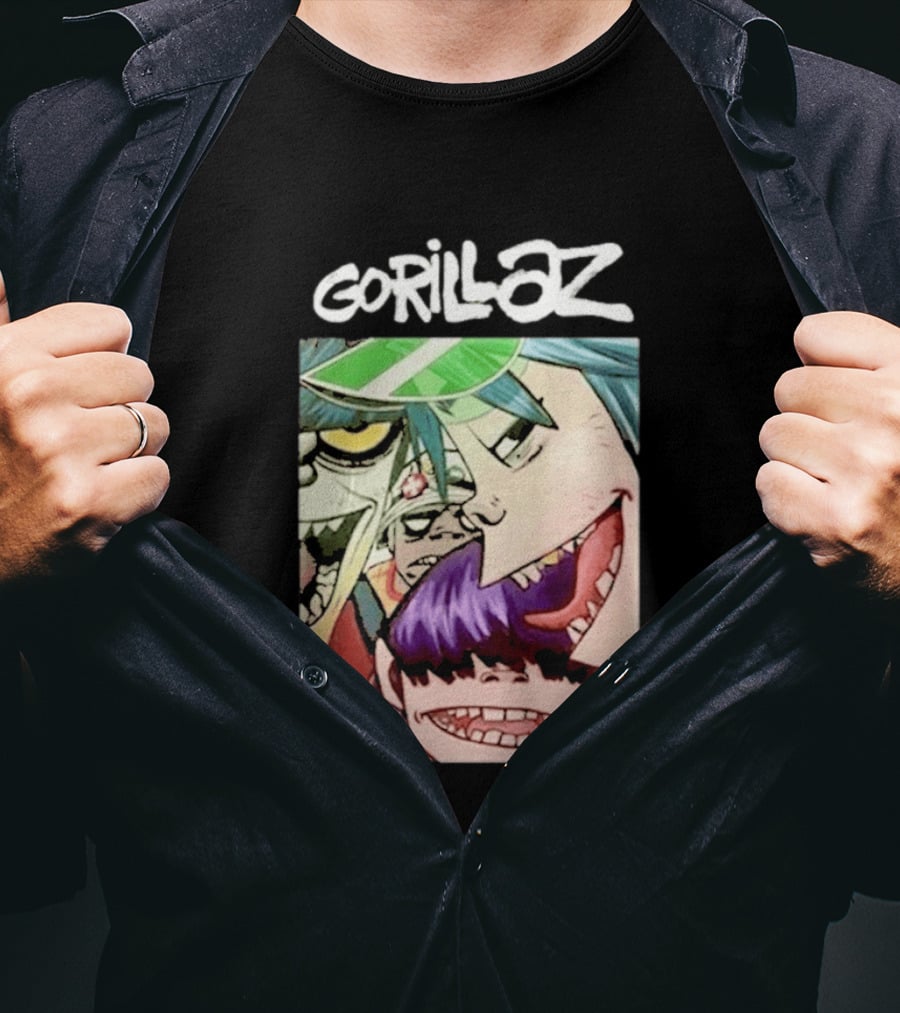 Gorillaz Cartoon Band Characters Art Comic T-Shirt