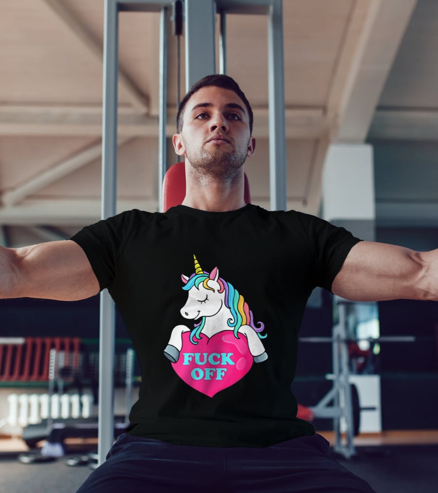 Unicorn Fuck Off Heart Rainbow Mane T-Shirt