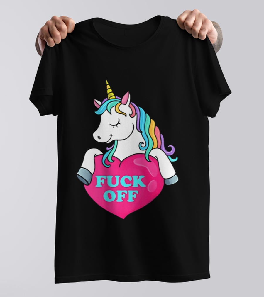 Unicorn Fuck Off Heart Rainbow Mane T-Shirt