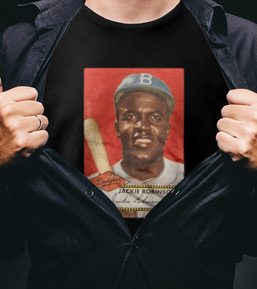 Jackie Robinson 1952 Topps Baseball Dodgers T-Shirt