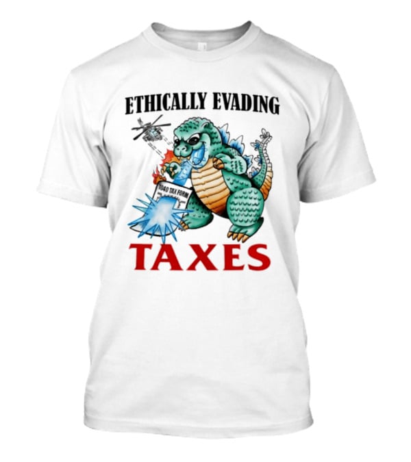 Ethically Evading Taxes Dinosaur Helicopter Ice Cream Sunglasses T-Shirt