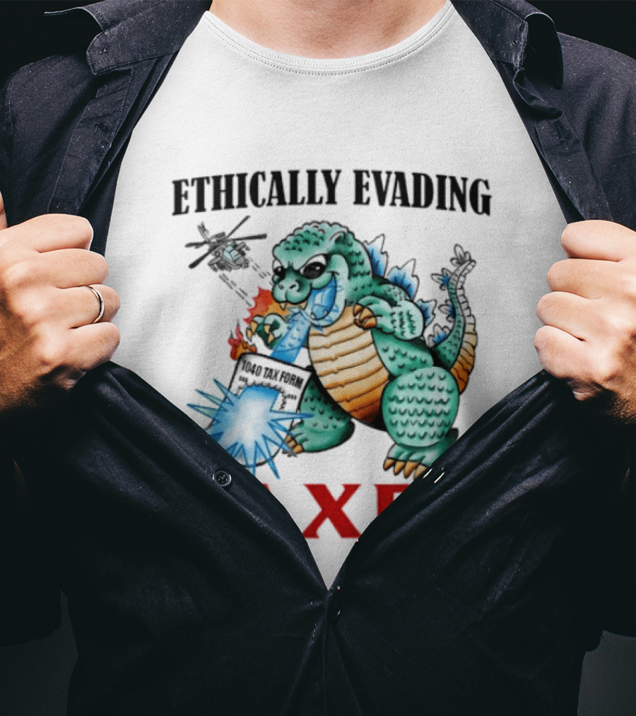 Ethically Evading Taxes Dinosaur Helicopter Ice Cream Sunglasses T-Shirt