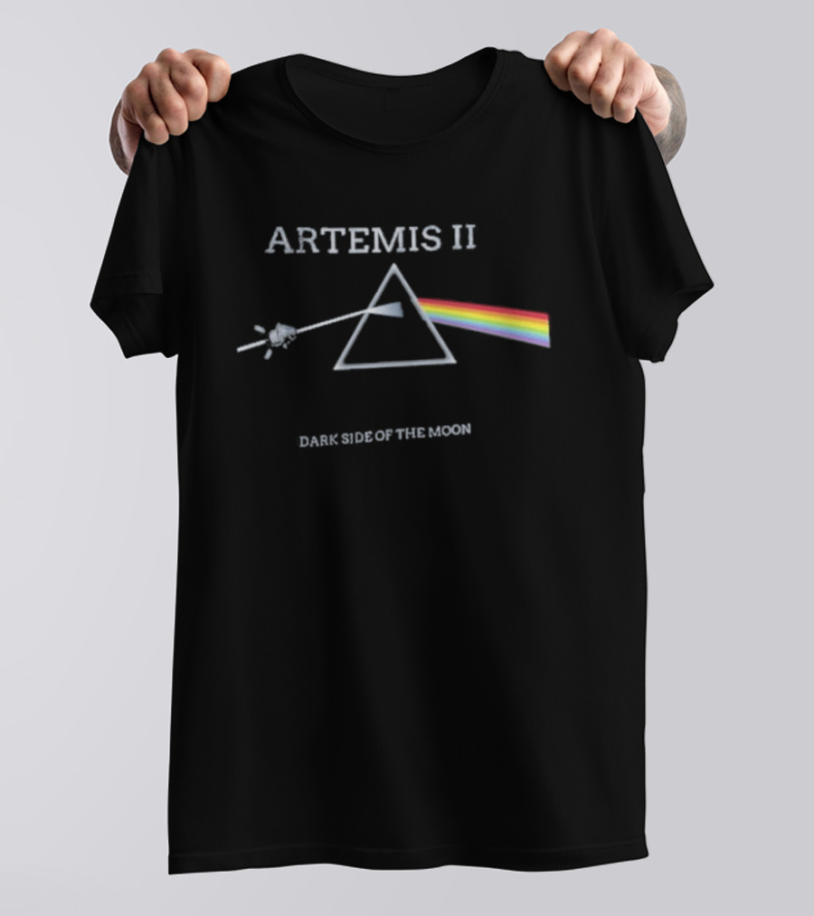 Artemis II Dark Side Of The Moon Prism Rainbow Exploration T-Shirt