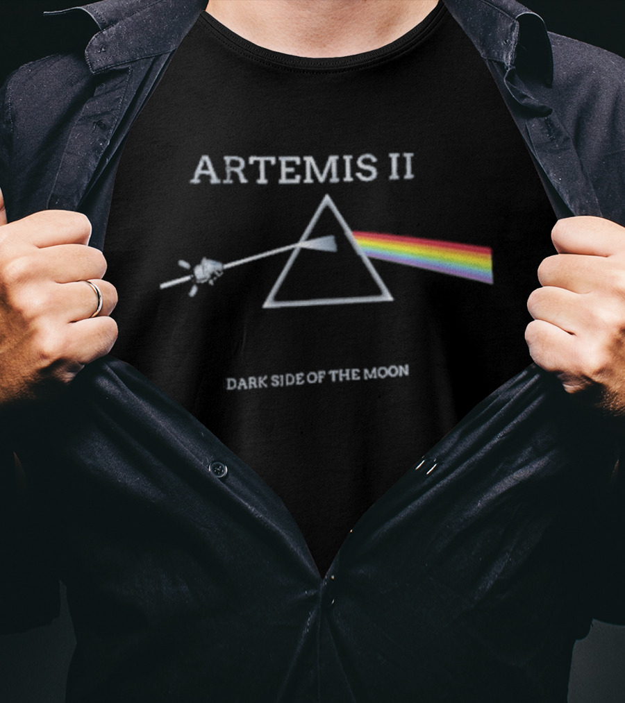 Artemis II Dark Side Of The Moon Prism Rainbow Exploration T-Shirt