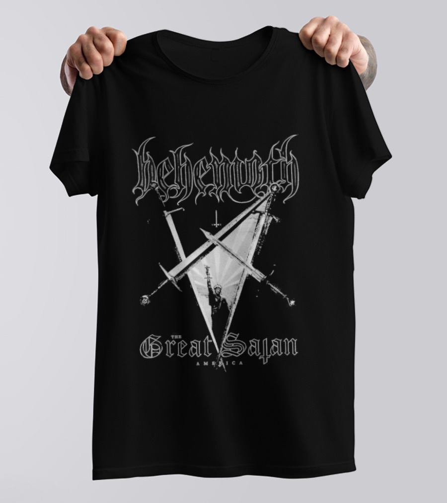 Behemoth Great Satan Inverted Cross Swords T-Shirt