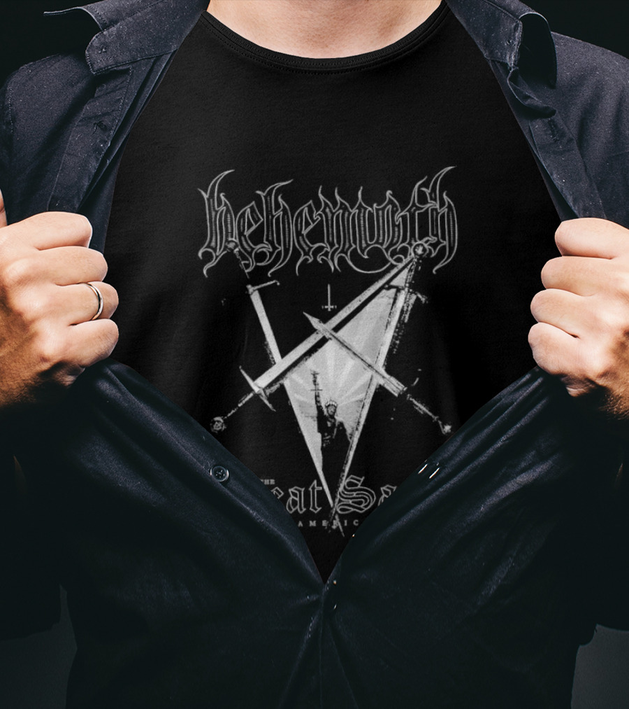 Behemoth Great Satan Inverted Cross Swords T-Shirt
