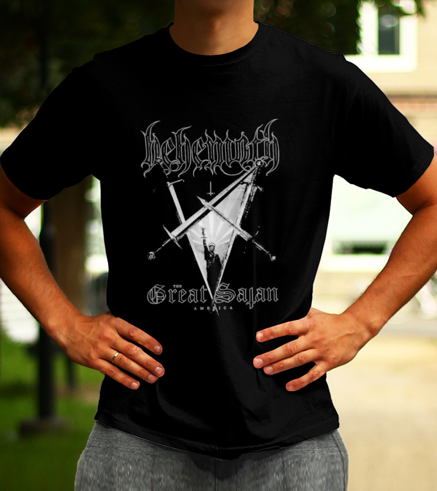 Behemoth Great Satan Inverted Cross Swords T-Shirt
