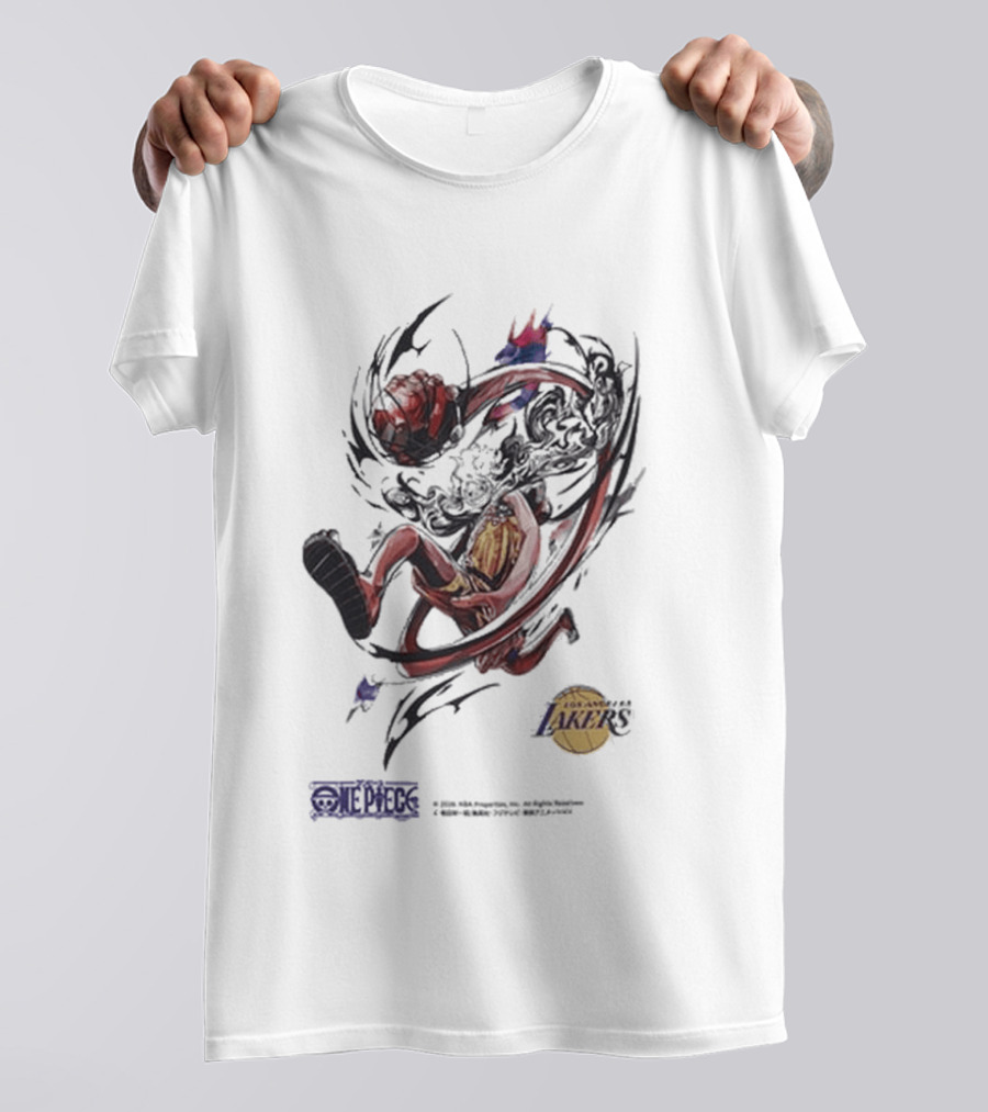 Monkey D Luffy Los Angeles Lakers One Piece NBA 2026 Collaboration 5656 T-Shirt