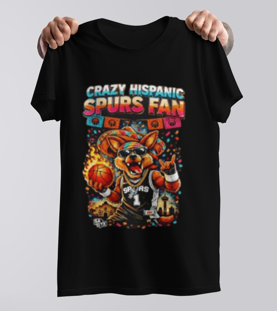 Crazy Hispanic Spurs Fan Fiesta Basketball San Antonio Vibes T-Shirt
