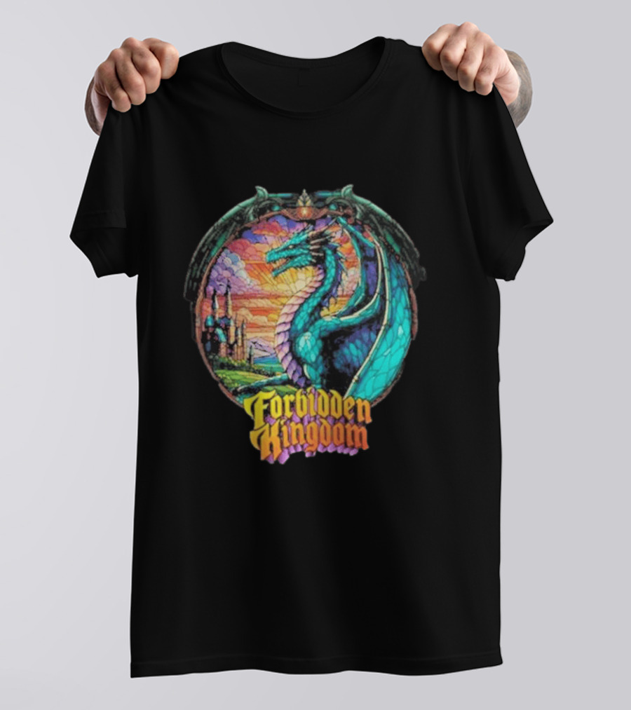 Forbidden Kingdom 2026 Divine Dragon Stained Glass Castle Fantasy T-Shirt