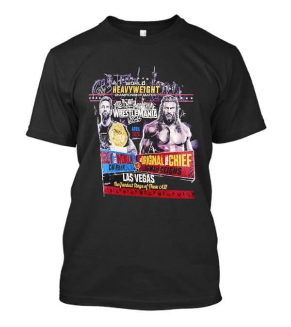 WrestleMania 42 Vegas World Heavyweight CM Punk Vs Roman Reigns T-Shirt