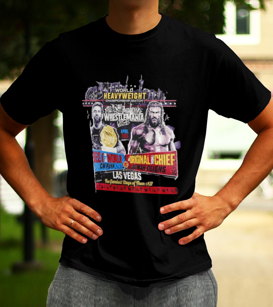 WrestleMania 42 Vegas World Heavyweight CM Punk Vs Roman Reigns T-Shirt