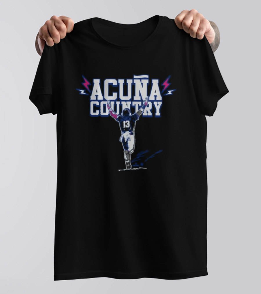 Acuña Country Baseball Celebration Graphic With Lightning Bolts T-Shirt