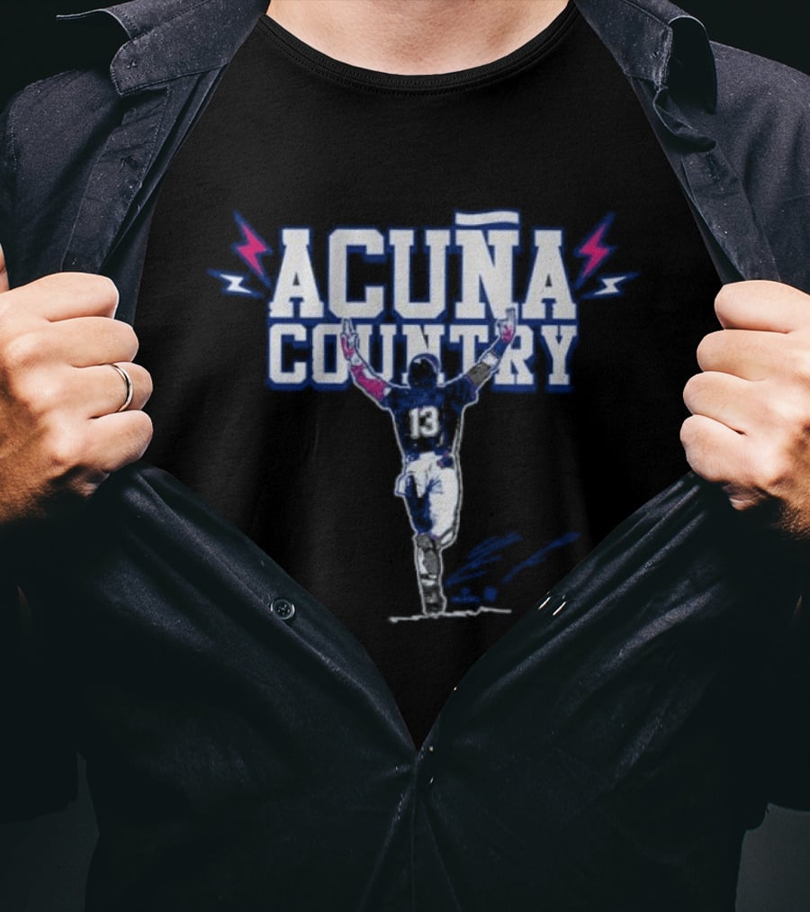 Acuña Country Baseball Celebration Graphic With Lightning Bolts T-Shirt