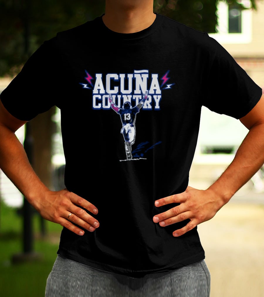 Acuña Country Baseball Celebration Graphic With Lightning Bolts T-Shirt