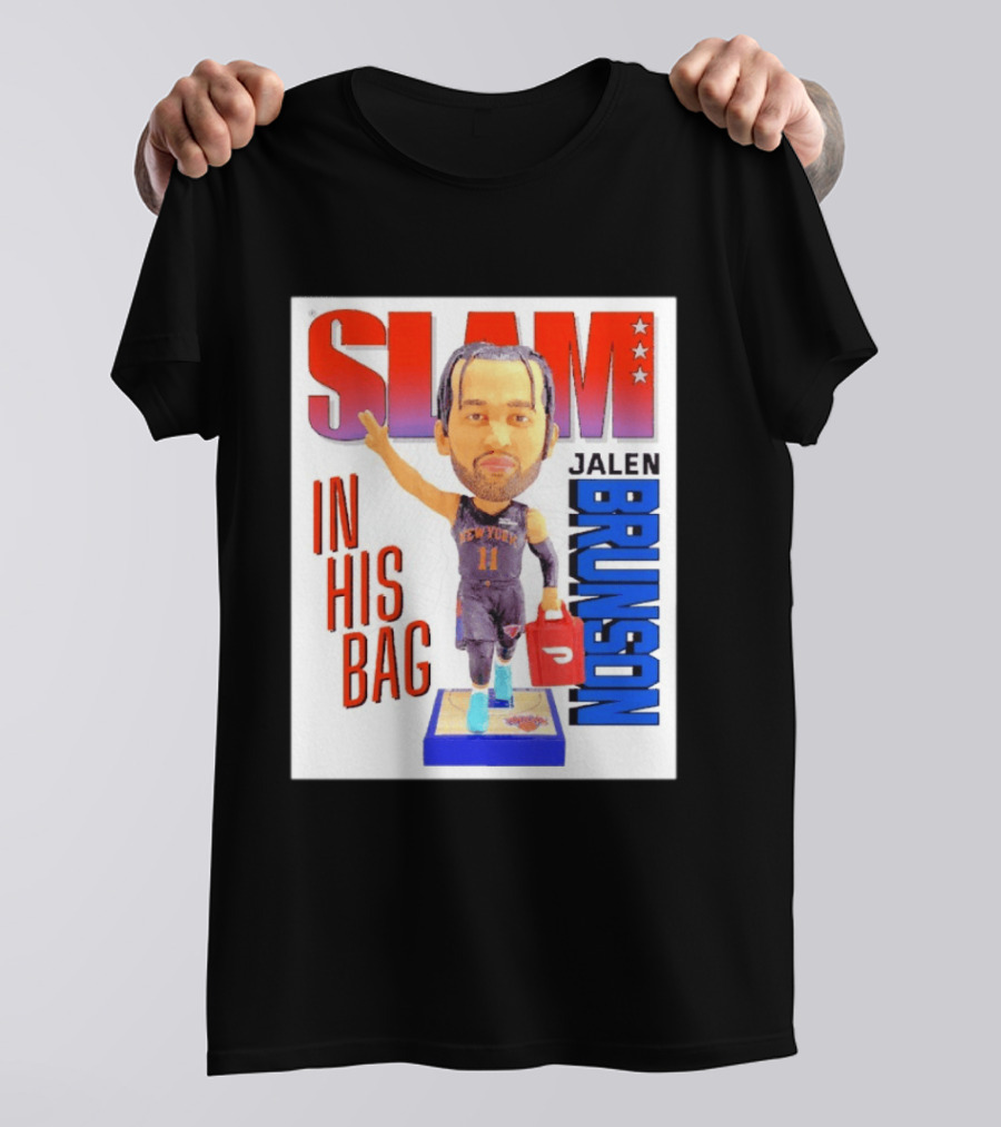 Slam Jalen Brunson New York Knicks In His Bag Big Bobblehead T-Shirt