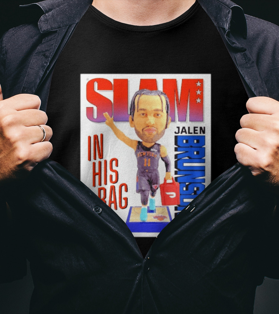 Slam Jalen Brunson New York Knicks In His Bag Big Bobblehead T-Shirt