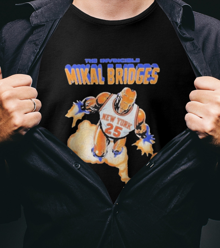 New York Knicks Mikal Bridges Iron Man 25 The Invincible T-Shirt
