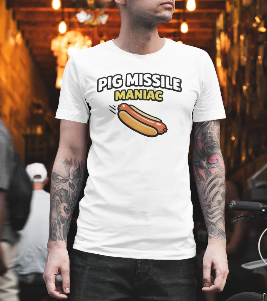 Pig Missile Maniac Hot Dog T-Shirt