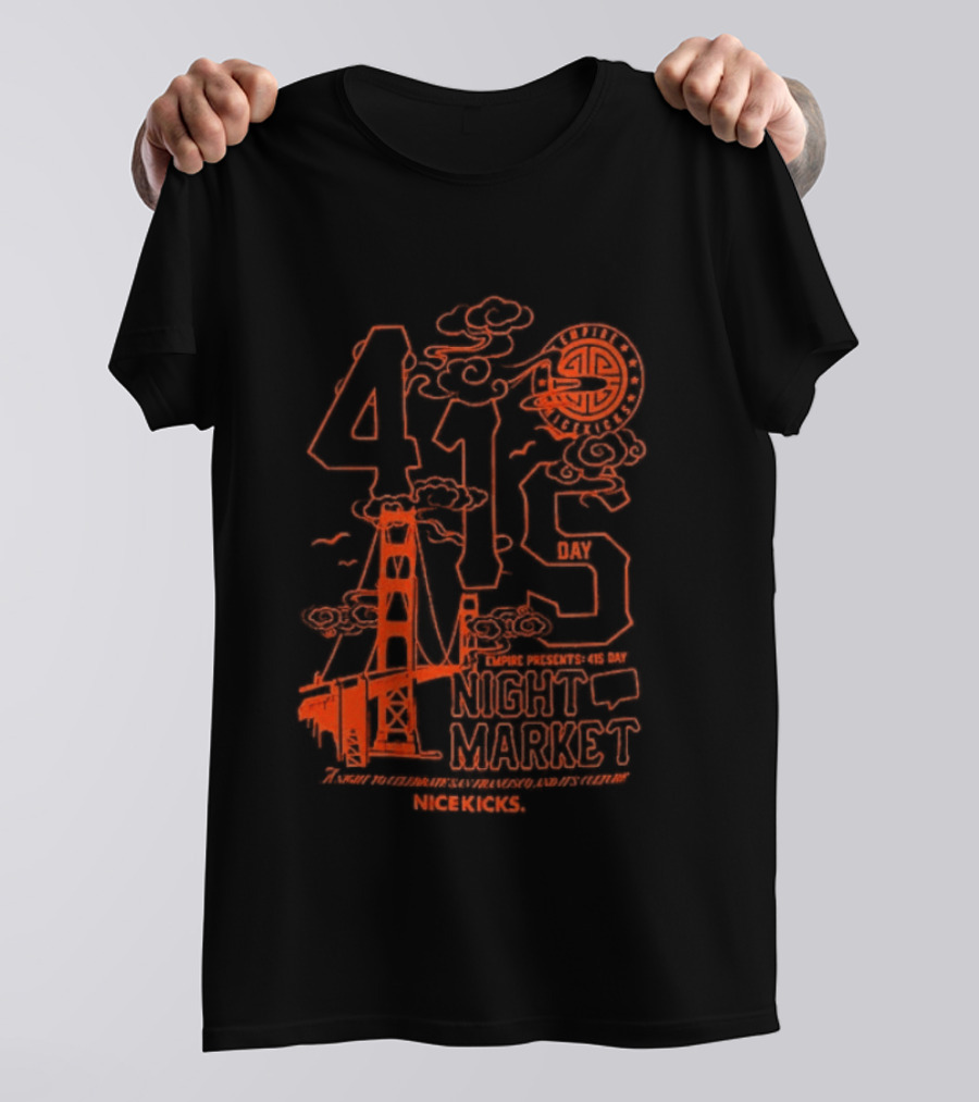 415 San Francisco Golden Gate Bridge Night Market Cityscape T-Shirt