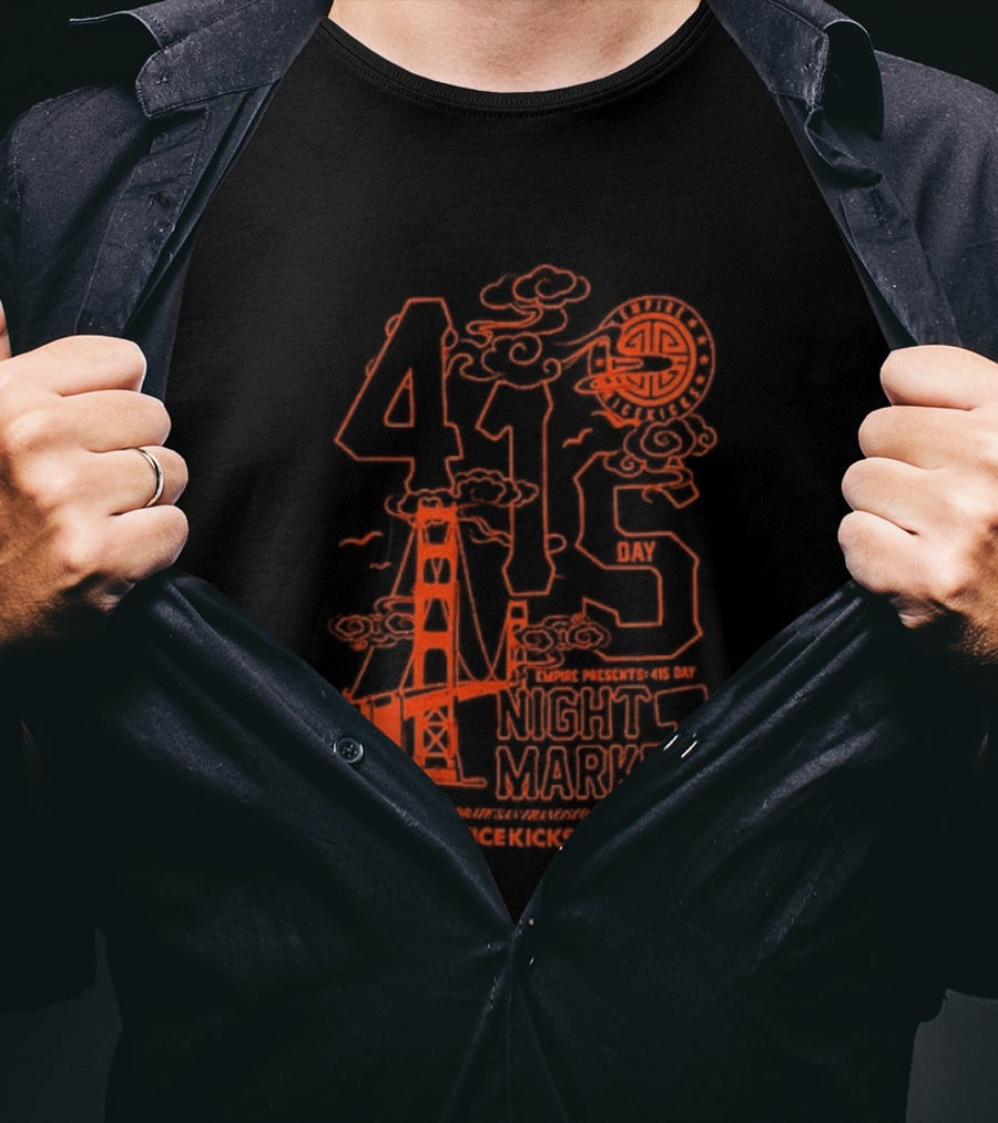 415 San Francisco Golden Gate Bridge Night Market Cityscape T-Shirt