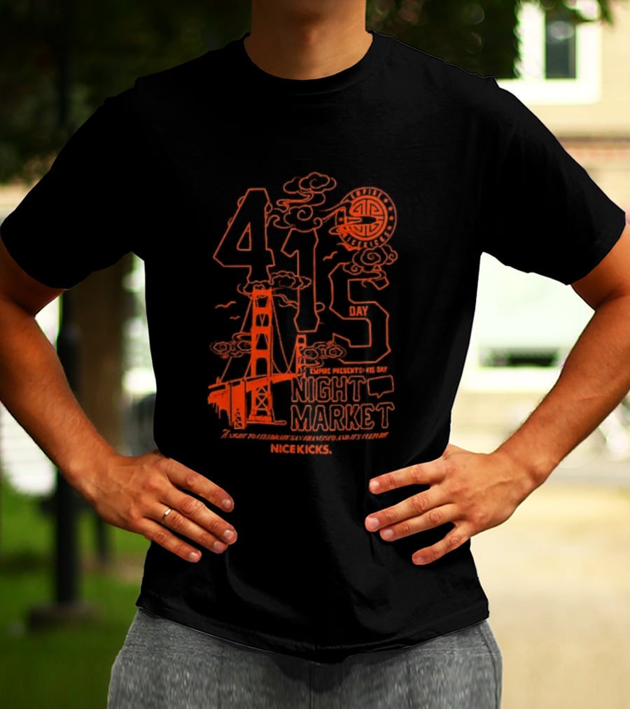415 San Francisco Golden Gate Bridge Night Market Cityscape T-Shirt