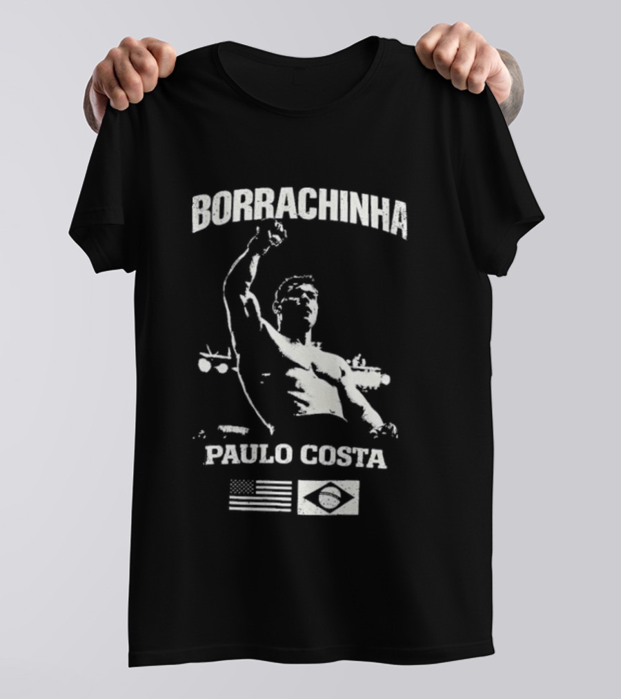 Borrachinha Paulo Costa Raised Arm MMA Fighter Brazil Flag T-Shirt