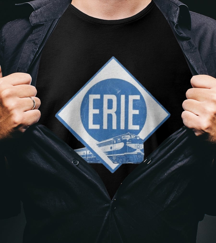 Erie Railway Train Vintage Blue T-Shirt