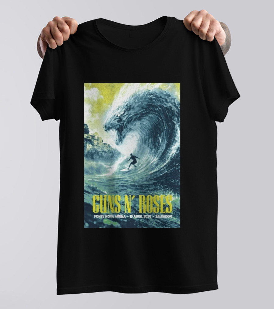 Guns N' Roses Concert April 15 2026 Fonte Nova Arena Salvador Surfer Wave T-Shirt