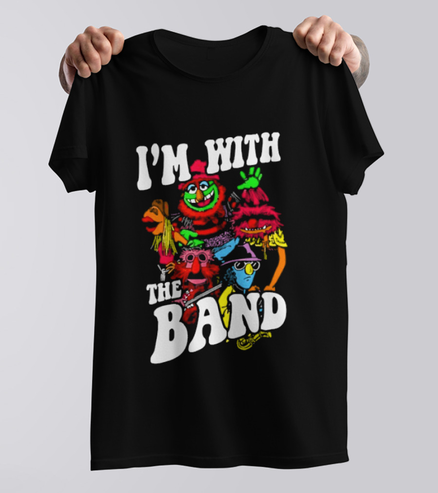 I'm With The Band Muppet Characters Colorful Collage T-Shirt