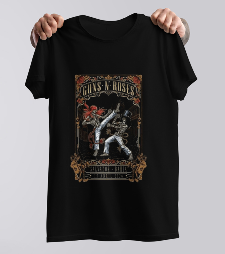 Guns N' Roses Salvador Bahia 15 Abril 2026 Skeletons Fighting T-Shirt