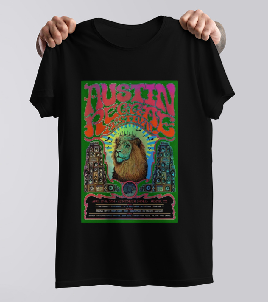 Austin Reggae Festival 2026 Auditorium Shores Stephen Marley Ziggy Marley Iration Jesse Royal Fortunate Youth T-Shirt
