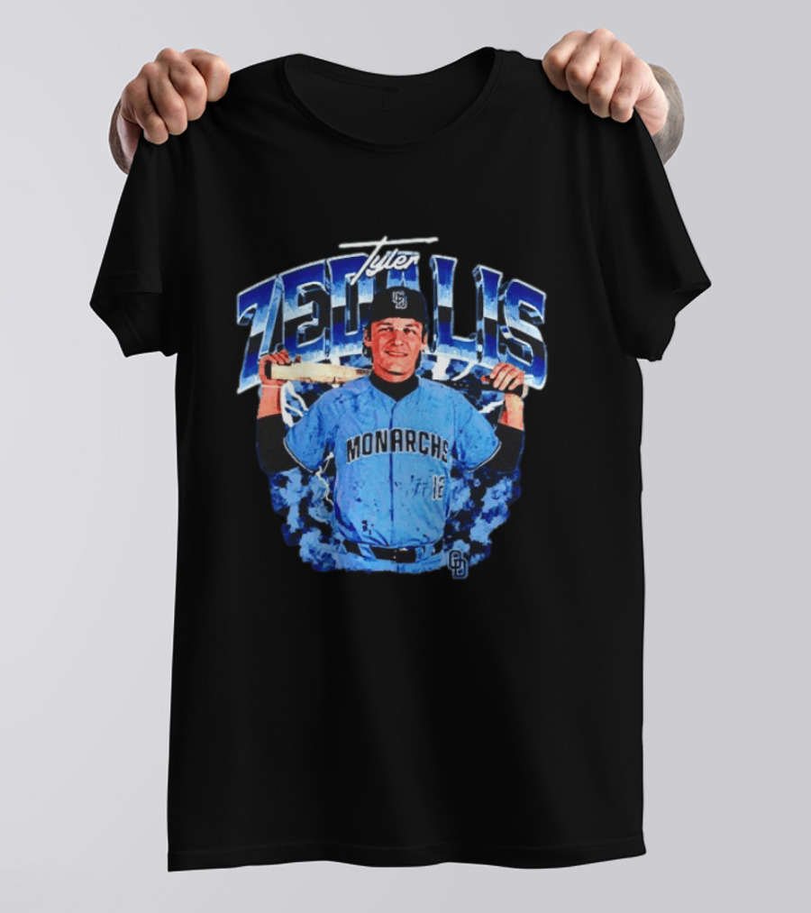 Tyler Zedalis Monarchs Baseball Player Blue Jersey T-Shirt